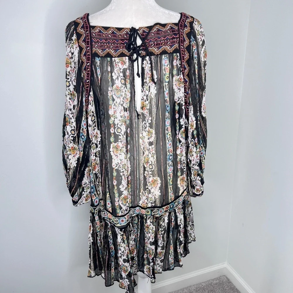 Free People Dance Magic Embroidered Tunic Top S